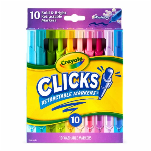 Crayola® Washable CLICKS Retractable Markers, Bold/Bright Colors, 10 Count Perspective: bottom