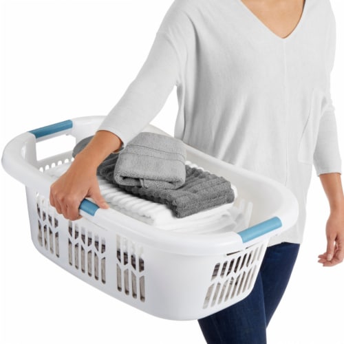 Rubbermaid 2.1 Bushel Large Hip-Hugger Portable Plastic Laundry Basket,  White, 1 Piece - Gerbes Super Markets