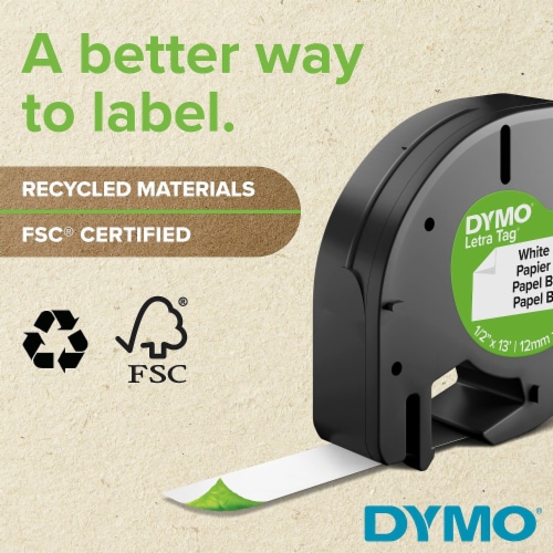 DYMO Letratag Plastic Label Tape Cassette - White Perspective: bottom