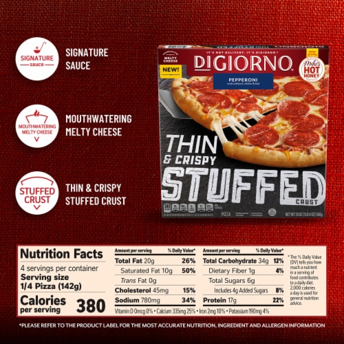 DiGiorno Frozen Pepperoni Thin and Crispy Stuffed Crust Pizza with Mike’s Hot Honey Perspective: bottom