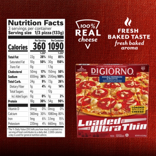 DIGIORNO Loaded Ultra-Thin Double Pepperoni & Ricotta Pizza Perspective: bottom
