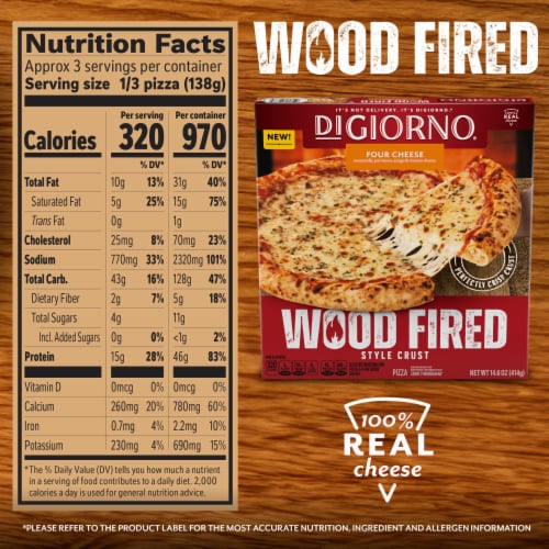 DiGiorno Four Cheese Pizza Wood Fired Style Crust Frozen Cheese Pizza Perspective: bottom