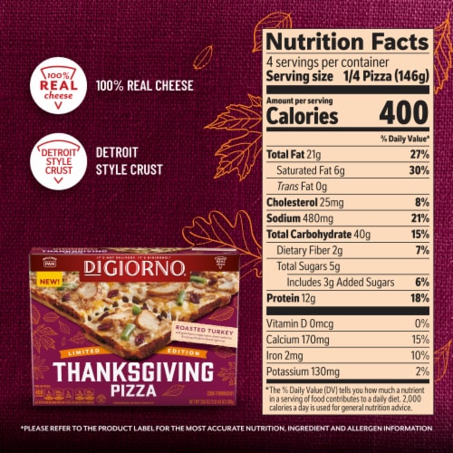 DiGiorno Frozen Pizza Thanksgiving Pizza Detroit Style Crust Perspective: bottom