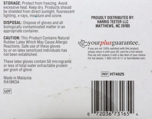 Harris Teeter™ Latex Disposable Medical Exam Gloves Perspective: bottom