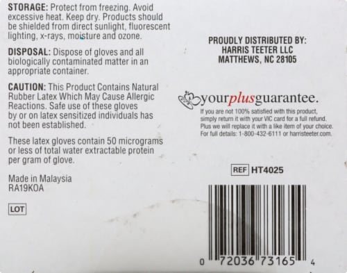 Harris Teeter™ Latex Disposable Medical Exam Gloves Perspective: bottom