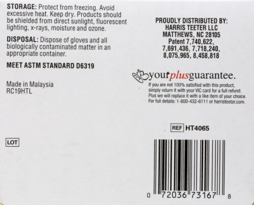 Harris Teeter™ Colloidal Oatmeal Nitrile Disposable Medical Exam Gloves Perspective: bottom