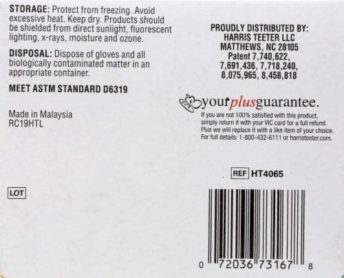 Harris Teeter™ Colloidal Oatmeal Nitrile Disposable Medical Exam Gloves Perspective: bottom