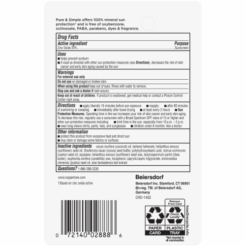 Coppertone® SPF 50 Pure & Simple Mineral Sunscreen Stick Perspective: bottom