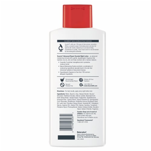 Eucerin Advanced Repair Scented Night Lotion, 48 Hour Moisturizing Body Lotion For Dry Skin Perspective: bottom