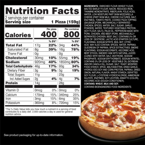 Red Baron Meat Trio Deep Dish Personal Pizza Perspective: bottom