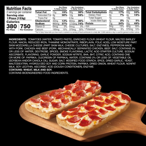 Red Baron Pepperoni French Bread Personal Frozen Pizza Perspective: bottom
