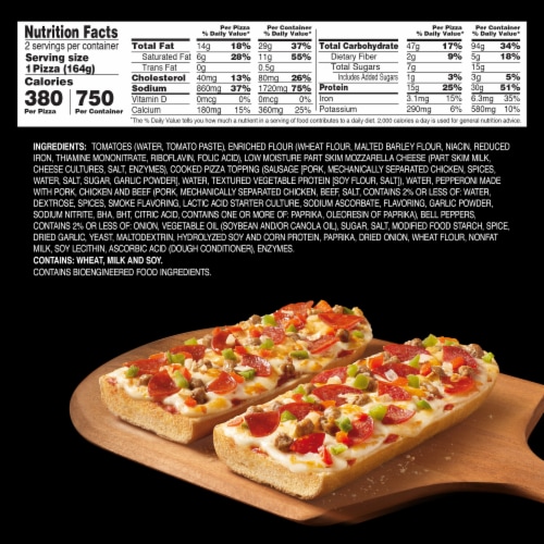 Red Baron Supreme French Bread Personal Frozen Pizza Perspective: bottom