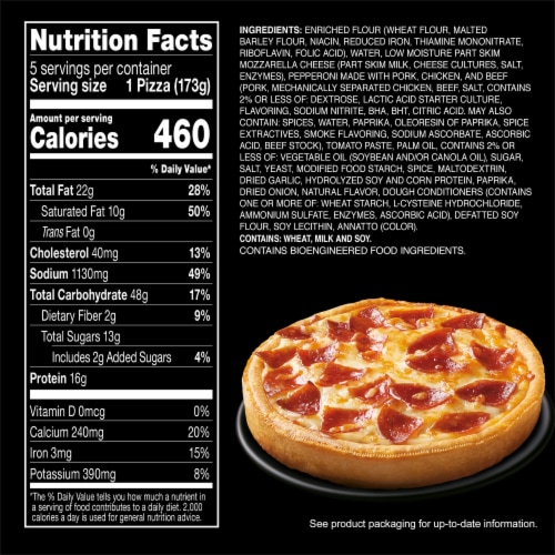 Red Baron Pepperoni Deep Dish Singles Frozen Pizza Perspective: bottom