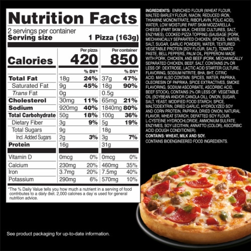 Red Baron Supreme Deep Dish Personal Frozen Pizza Perspective: bottom