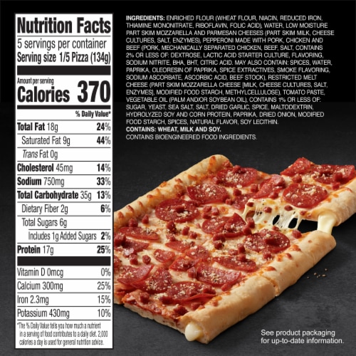Red Baron Pepperoni Stuffed Crust Frozen Pizza Perspective: bottom