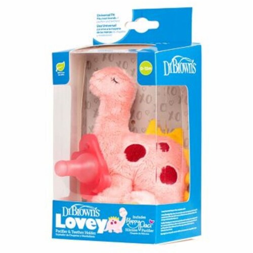 Dr. Brown's® Dinosaur Lovey Pacifier & Teether Holder in Pink, 1 unit