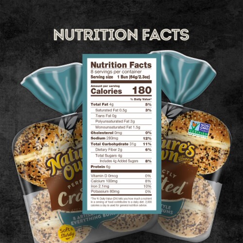 Nature's Own Perfectly Crafted Everything Buns Non-GMO Everything Hamburger Buns Perspective: bottom