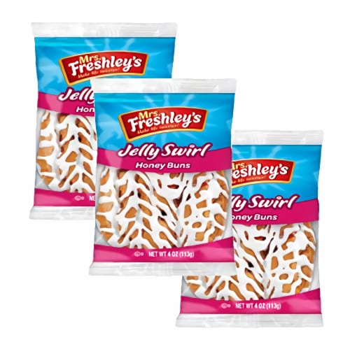 Mrs. Freshley's Honey Buns Variety Pack | Chocolate, Iced, Glazed and Jelly | 4 oz. each | 12 Perspective: bottom