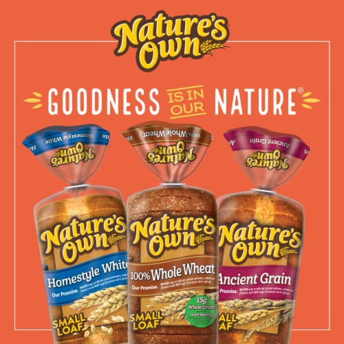 Nature's Own 100% Whole Wheat, Small Loaf Size, Sliced Whole Wheat Bread Perspective: bottom