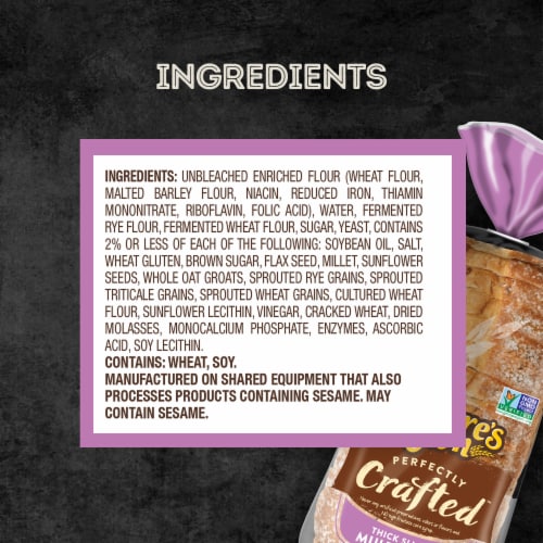 Nature's Own Perfectly Crafted Non GMO Multigrain Bread Perspective: bottom