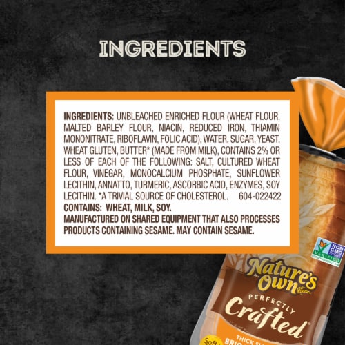 Nature's Own Perfectly Crafted Brioche Style Bread Thick Sliced Non-GMO Brioche Bread Perspective: bottom