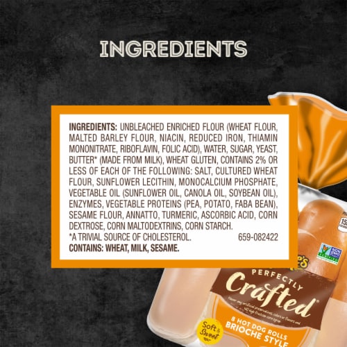 Nature's Own Perfectly Crafted Non GMO Brioche Style Hot Dog Buns Perspective: bottom