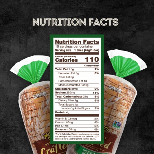 Nature's Own Perfectly Crafted Soft Rye Bread Thick Sliced Non-GMO Rye Bread Perspective: bottom