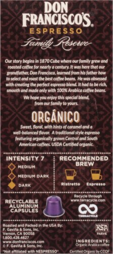 Don Francisco's® Family Reserve Organico Dark Roast Nespresso Coffee Pods Perspective: bottom