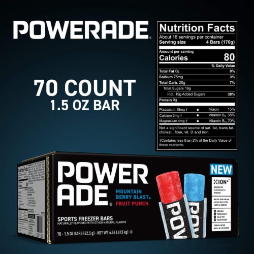 Powerade Mountain Berry Blast & Fruit Punch Sports Freezer Bars Perspective: bottom