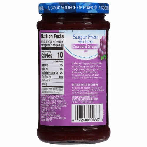 Polaner Sugar Free with Fiber Concord Grape Jam, Gluten-Free, 13.5 oz - Harris Teeter Polaner Sugar Free with Fiber Concord Grape Jam, Gluten-Free, 13.5 oz - Harris Teeter