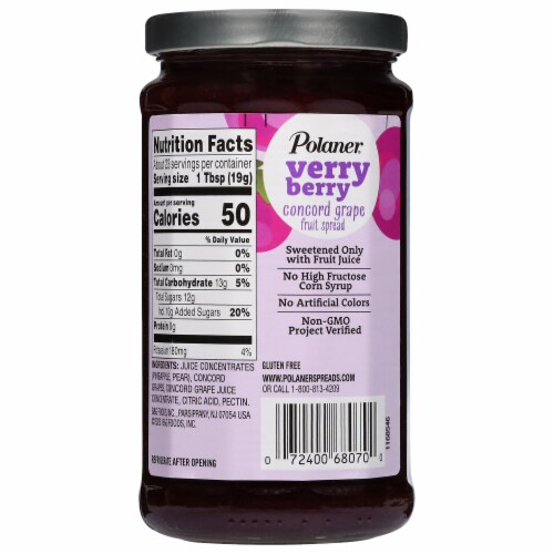 Polaner Verry Berry Concord Grape Fruit Spread Perspective: bottom