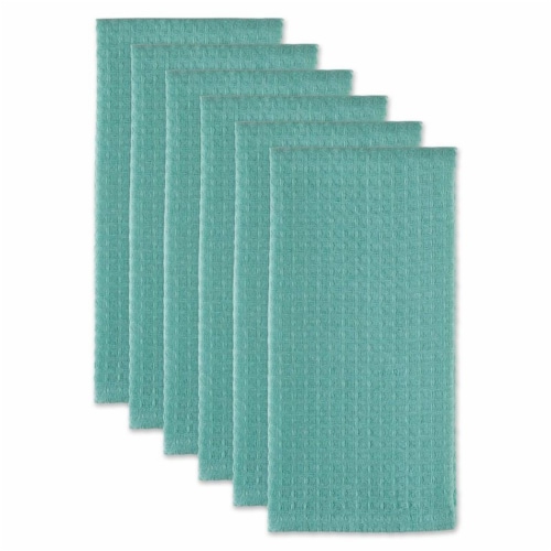 Design Imports CAMZ12447 Aqua Recycled Cotton Waffle Dishtowel Set - Set of 6 Perspective: bottom