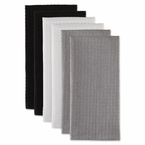 Design Imports CAMZ12449 Recycled Cotton Waffle Dishtowel Set, Assorted Neutrals - Set of 6 Perspective: bottom