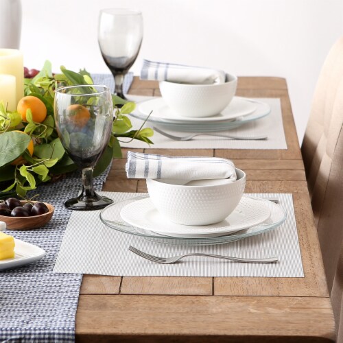 DII White PVC Doubleframe Placemat 6 Piece Perspective: bottom
