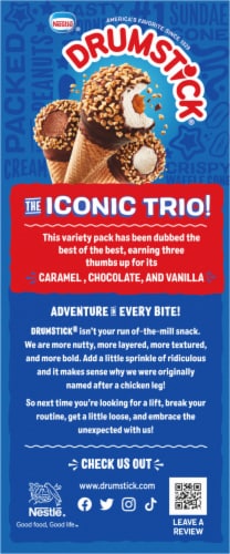 Drumstick® Chocolate Vanilla Caramel Vanilla Variety Frozen Dairy Dessert Cones Perspective: bottom