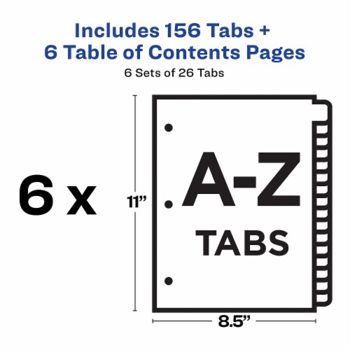 Avery A-Z Customizable Multicolor TOC Dividers - 156 x Divider(s) - A-Z, Table of Contents - 26 Tab(s)/Set - 8.5