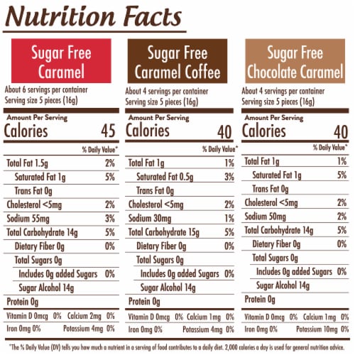 Werthers Original Hard Sugar Free Assorted Flavors, Caramel Coffee, Caramel Chocalate, Caramel Candy Perspective: bottom