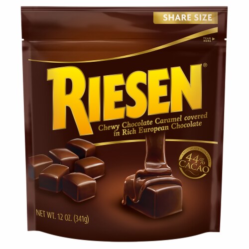 Riesen Chocolate Covered Chewy Caramel Candy Share Size Perspective: bottom