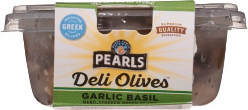 Pearls® Deli Olives™ Garlic Stuffed Olives with Basil & Minced Garlic Perspective: bottom