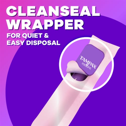 Tampax Radiant LeakGuard Protection Tampons Super Absorbency Unscented Perspective: bottom