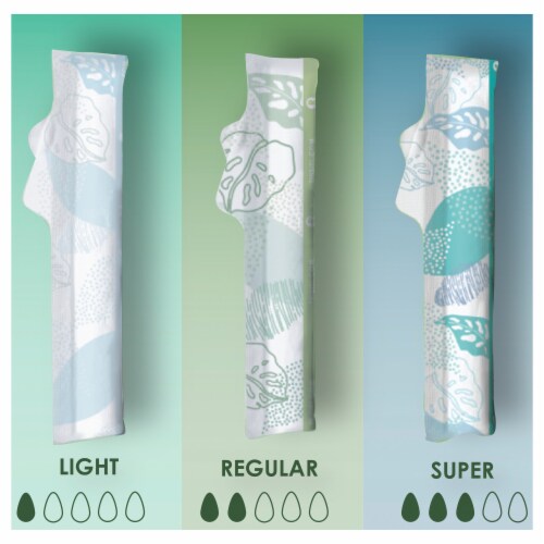 L. 100% Organic Cotton Core Light Tampons Perspective: bottom