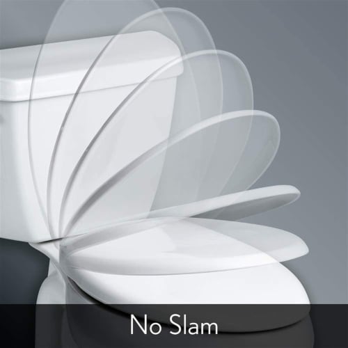 Mayfair Slow Close Elongated Plastic Toilet Seat - White Perspective: bottom