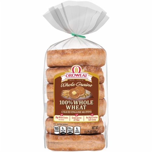 Oroweat 100% Whole Wheat English Muffins Perspective: bottom