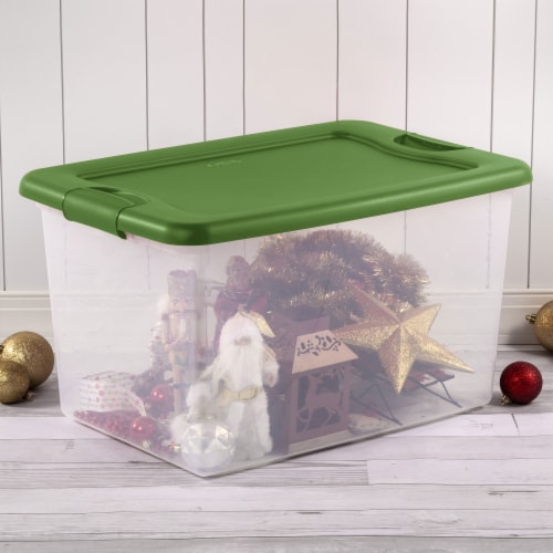 Sterilite 64 Qt Latching Plastic Holiday Storage Bin Clear Container with Lid 1 Piece Pick n Save