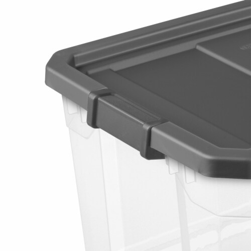 Sterilite 76 Qt Plastic Home Storage Bin Organizing Tote with Latching Lid, Grey Perspective: bottom