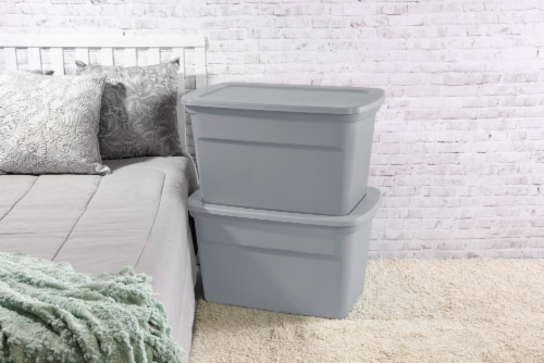 Sterilite Plastic Storage Tote - Cement Perspective: bottom