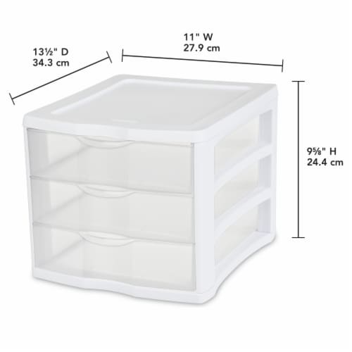Sterilite ClearView 3-Drawer Countertop Unit - White/Clear Perspective: bottom