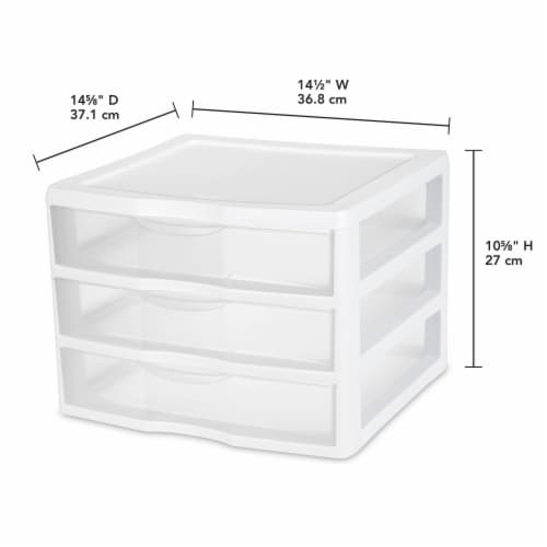 Sterilite 3-Drawer Plastic Storage Unit - White Perspective: bottom