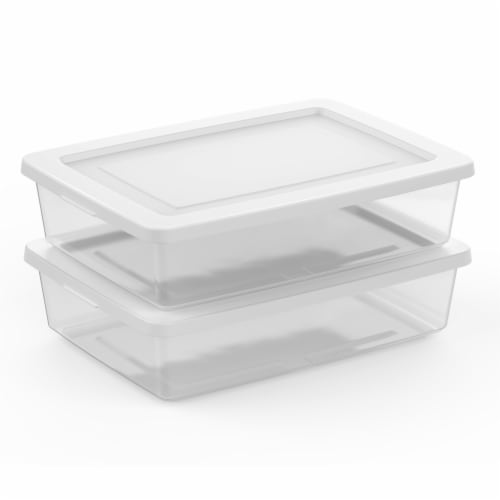 Sterilite 28 Quart Plastic Storage Box - White Perspective: bottom