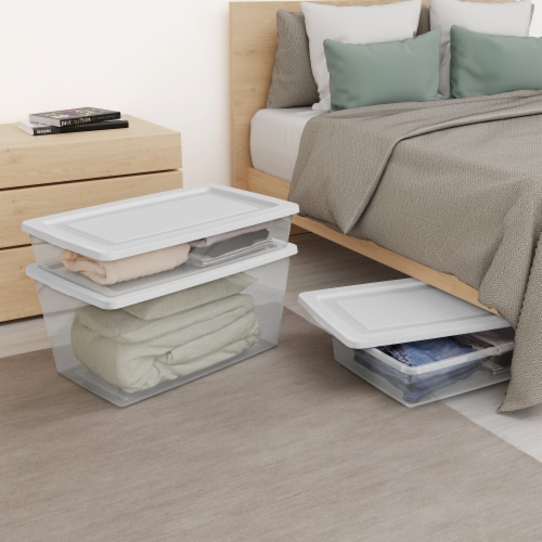 Sterilite 41 Quart Plastic Storage Box - White Perspective: bottom
